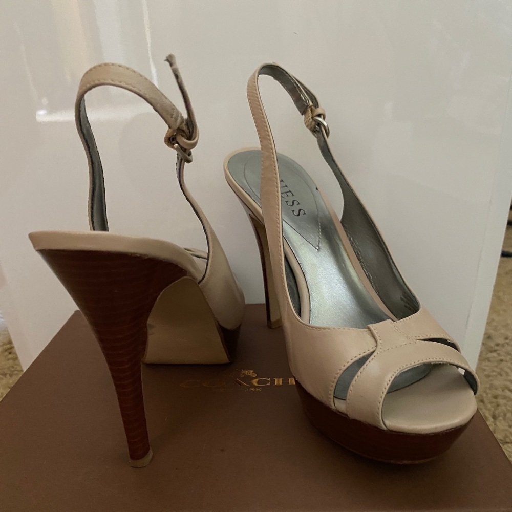 Guess cream sling back lightly used